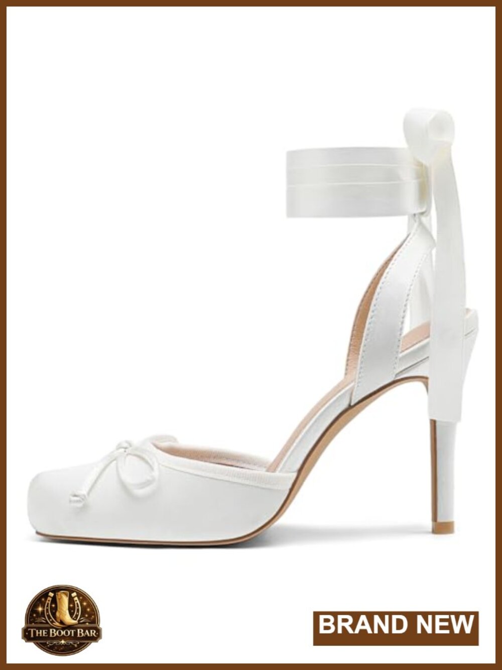 Satin Ballet Heels Stiletto Lace-Up Pumps Bow Knot Slingback